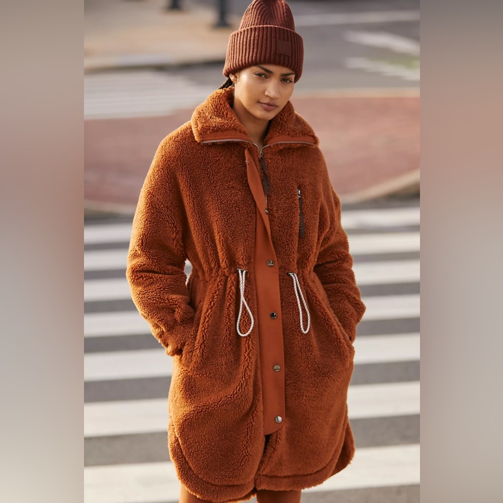 Varley Jones Teddy Long Coat in Caramel Cafe - Picture 8 of 10